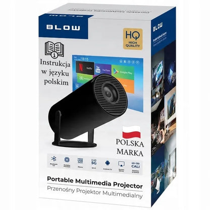 Nešiojamas besisukantis projektorius su garsiakalbiu, Android Smart TV ir Wi-Fi