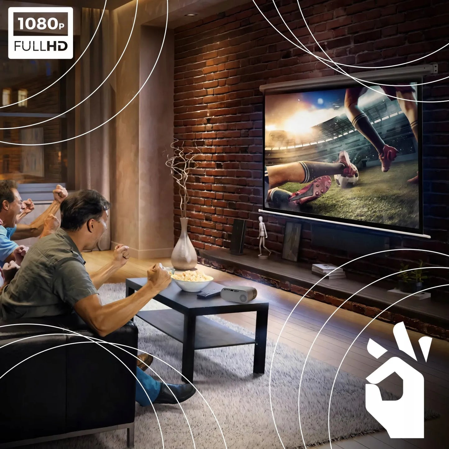 Nešiojamas LED projektorius su Wi-Fi, Full HD 1080P, 3000 lm, integruotu garsiakalbiu