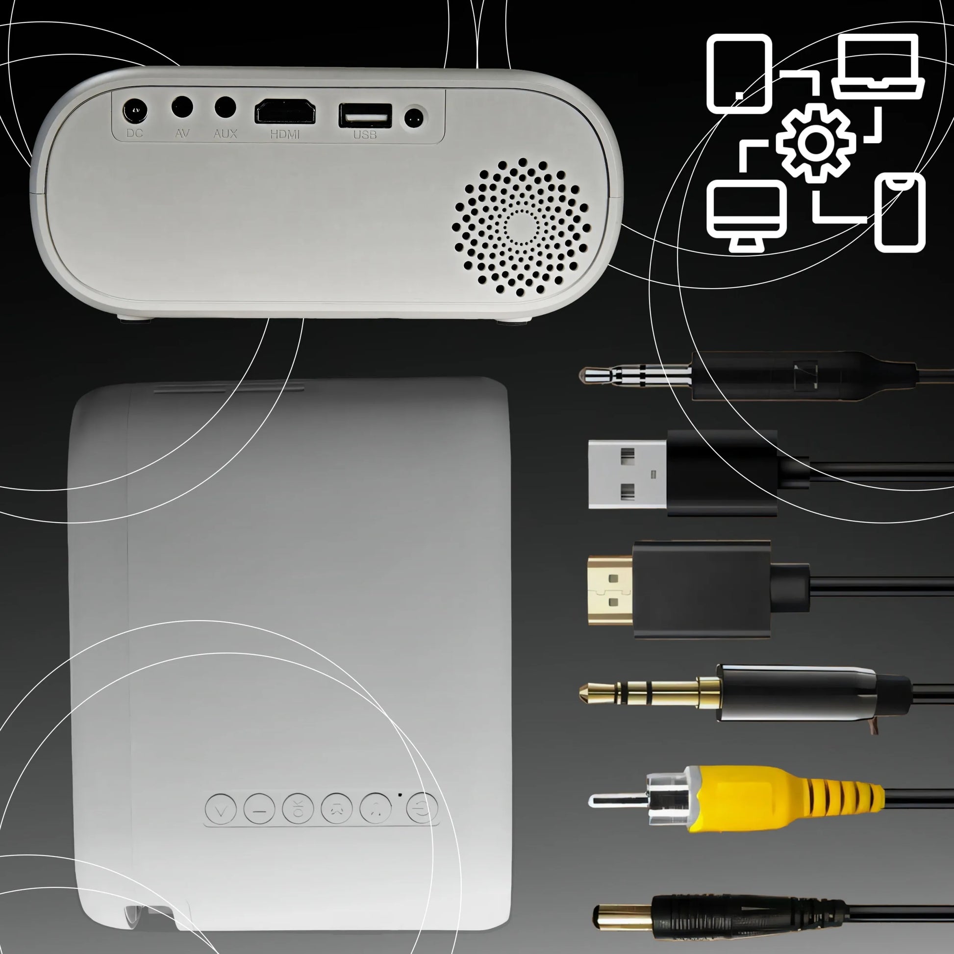 Nešiojamas LED projektorius su Wi-Fi, Full HD 1080P, 3000 lm, integruotu garsiakalbiu