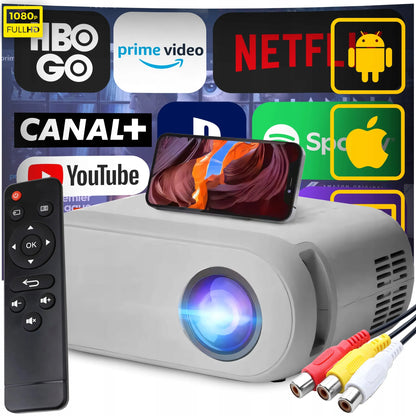 Nešiojamas LED projektorius su Wi-Fi, Full HD 1080P, 3000 lm, integruotu garsiakalbiu