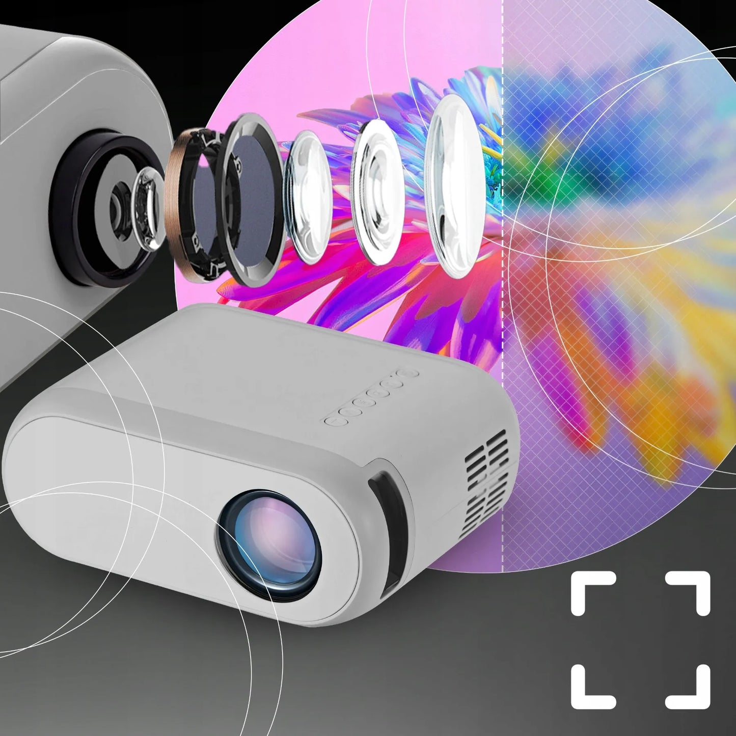 Nešiojamas LED projektorius su Wi-Fi, Full HD 1080P, 3000 lm, integruotu garsiakalbiu