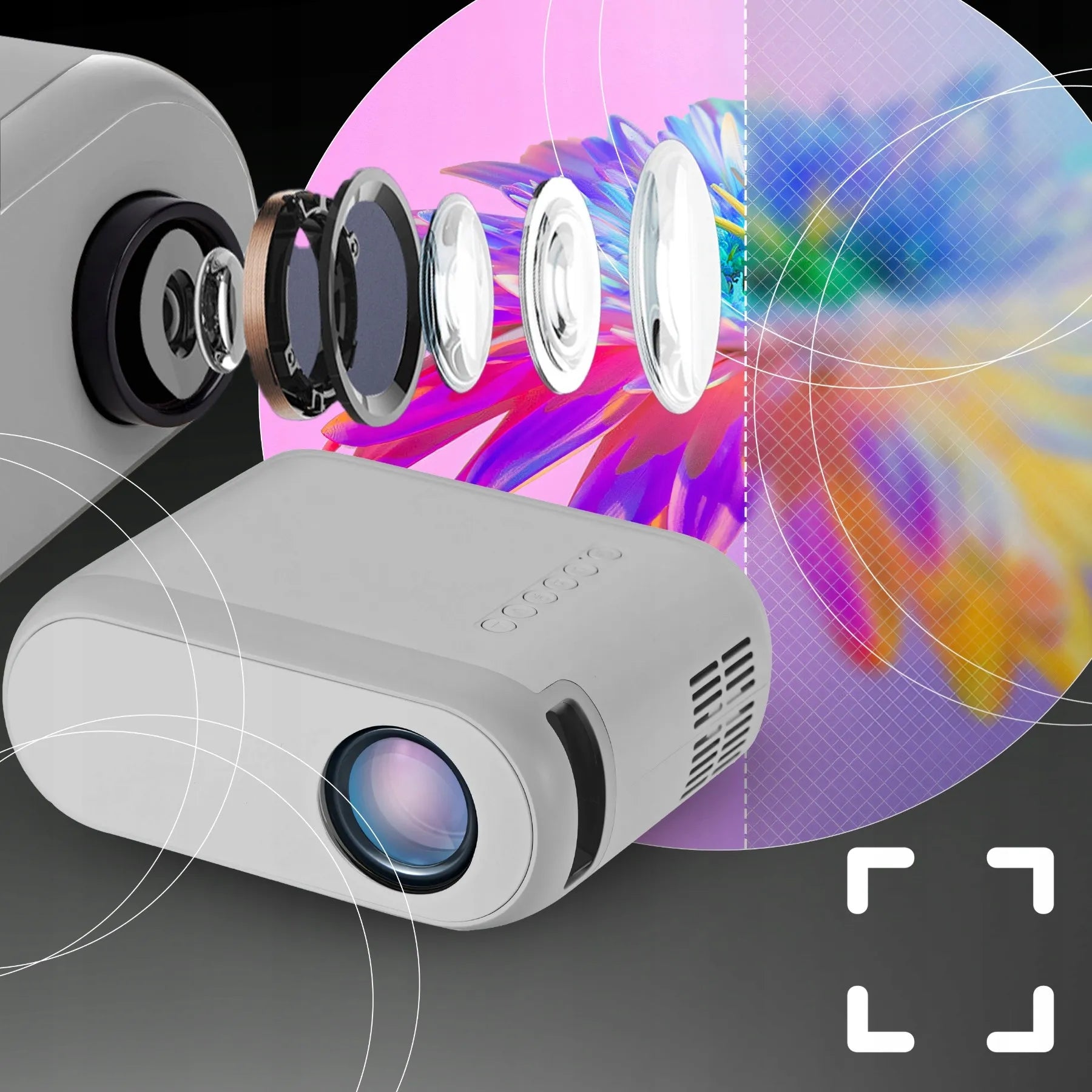 Nešiojamas LED projektorius su Wi-Fi, Full HD 1080P, 3000 lm, integruotu garsiakalbiu