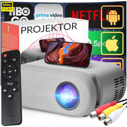 Nešiojamas LED projektorius su Wi-Fi, Full HD 1080P, 3000 lm, integruotu garsiakalbiu