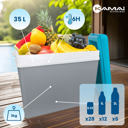 Nešiojamas šaltkrepšis 35L su šaldymo elementais – Kamai Coolbox