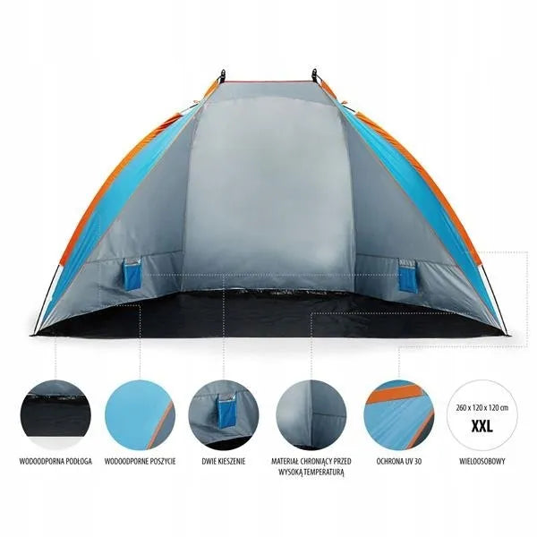 Nils Camp NC8030 mėlyna paplūdimio palapinė 260x120x120 cm