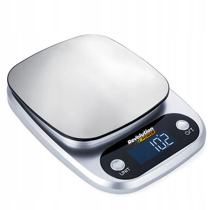 NM Revolution elektroninės virtuvinės svarstyklės LCD 5000g tikslios 0,1g