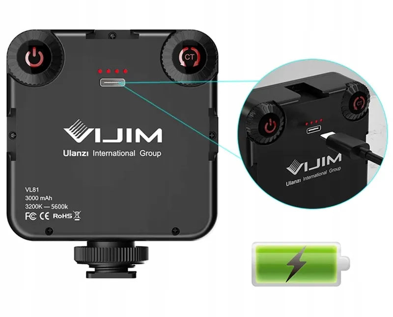 Nuolatinio apšvietimo LED lempa Ulanzi VL81, 3000 mAh