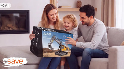 Nuotoliniu būdu valdoma ekskavatoriaus mašinėlė „Save“ – žaislas vaikams su šviesos ir garso efektais