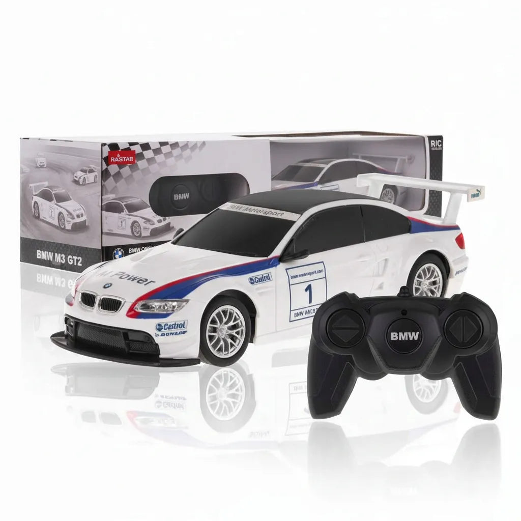 Nuotoliniu būdu valdomas automobilis BMW M3 RC 1:24, baltas, Coil