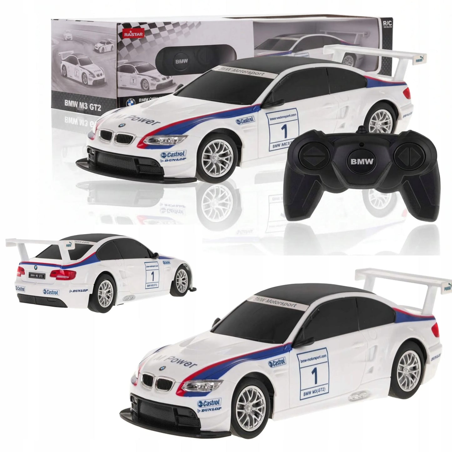 Nuotoliniu būdu valdomas automobilis BMW M3 RC 1:24, baltas, Coil