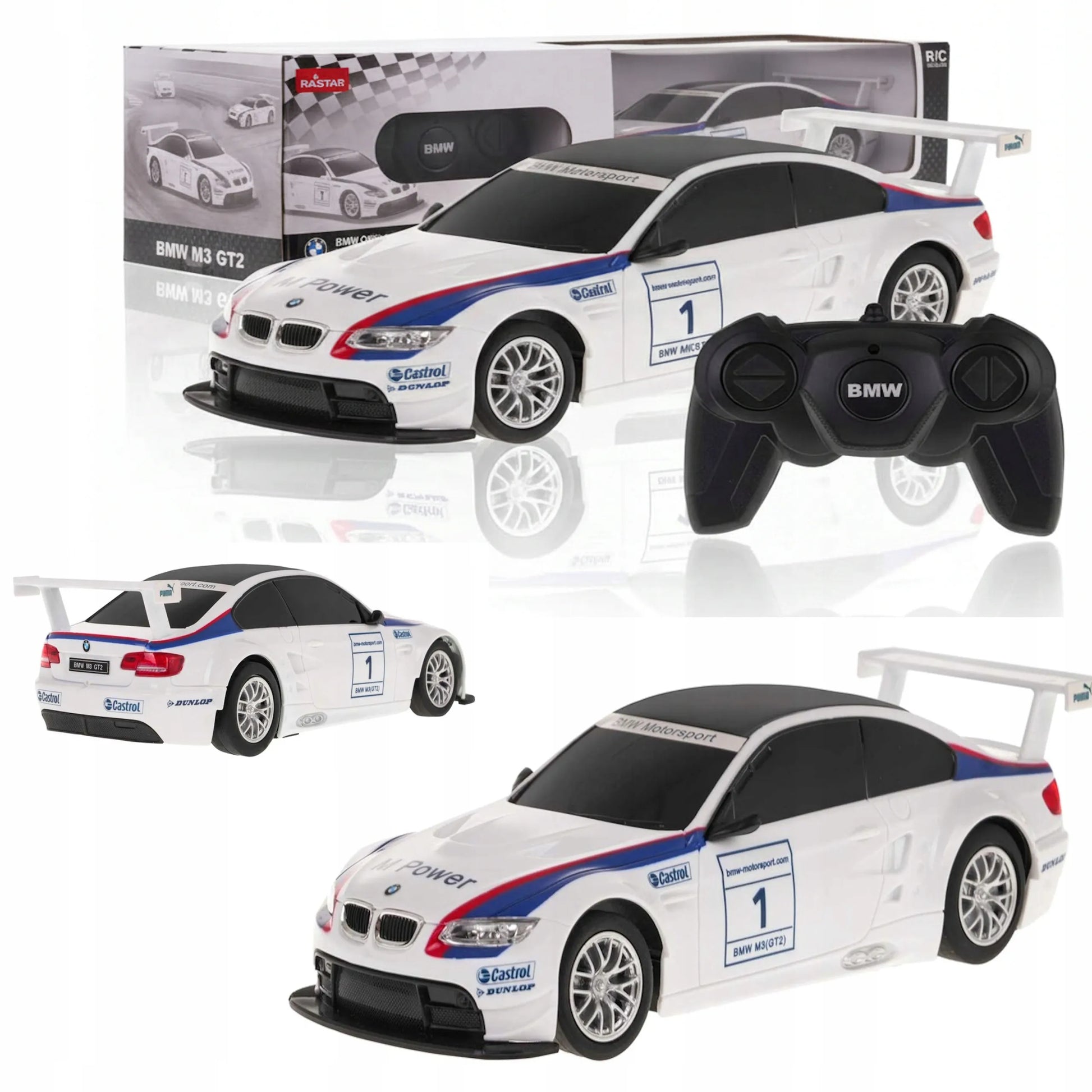 Nuotoliniu būdu valdomas automobilis BMW M3 RC 1:24, baltas, Coil