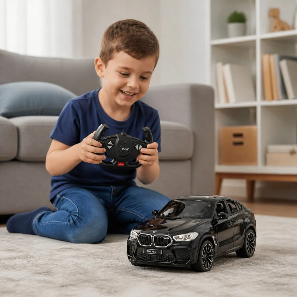 Nuotoliniu būdu valdomas automobilis BMW X6 1:14 LED juodas