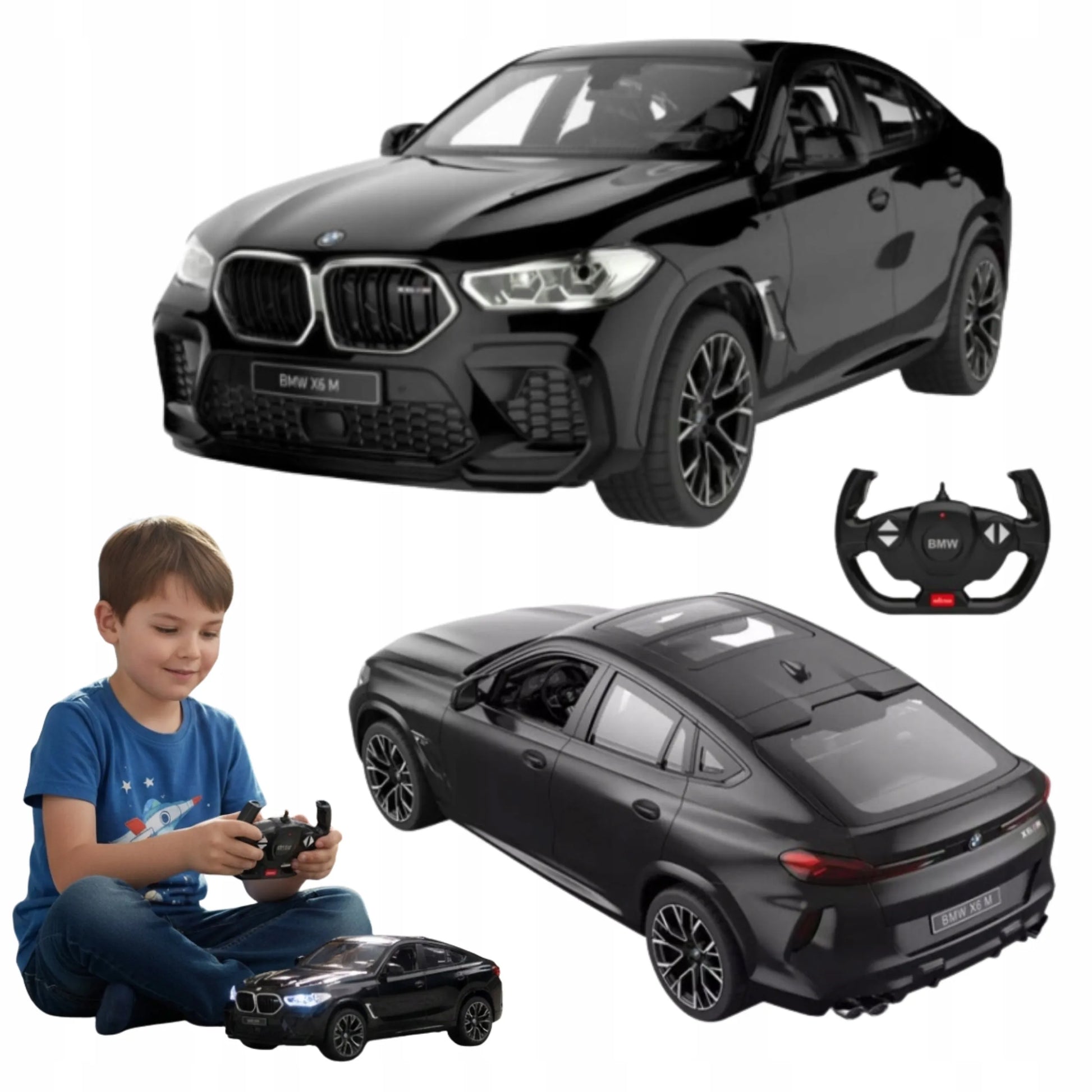 Nuotoliniu būdu valdomas automobilis BMW X6 1:14 LED juodas