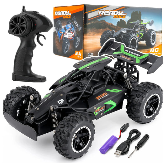 Nuotoliniu būdu valdomas automobilis MalPlay Monster RC 1:18, 2,4 GHz, bekelės, su USB įkraunamu akumuliatoriumi, iki 20 km/h