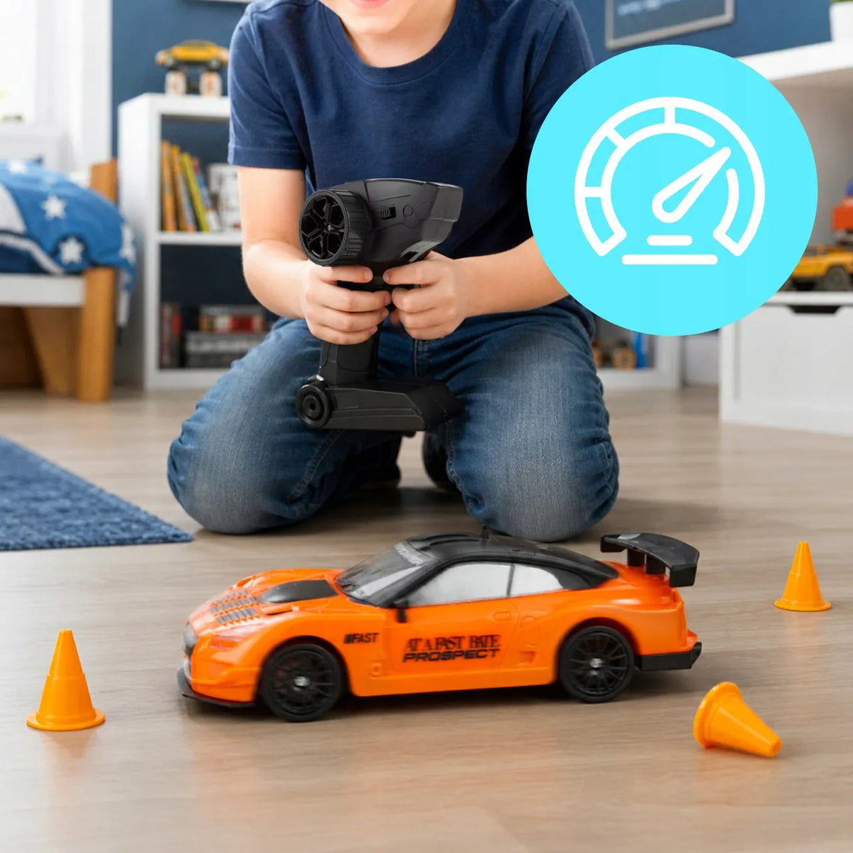 Nuotoliniu būdu valdomas automobilis MalPlay RC Drift 4x4, 2,4 GHz, 1:24, su LED žibintais ir USB įkrovimu