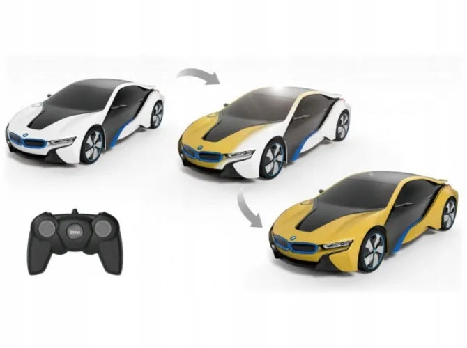 Nuotoliniu būdu valdomas automobilis RC BMW i8 su LED šviesomis ir UV efektu