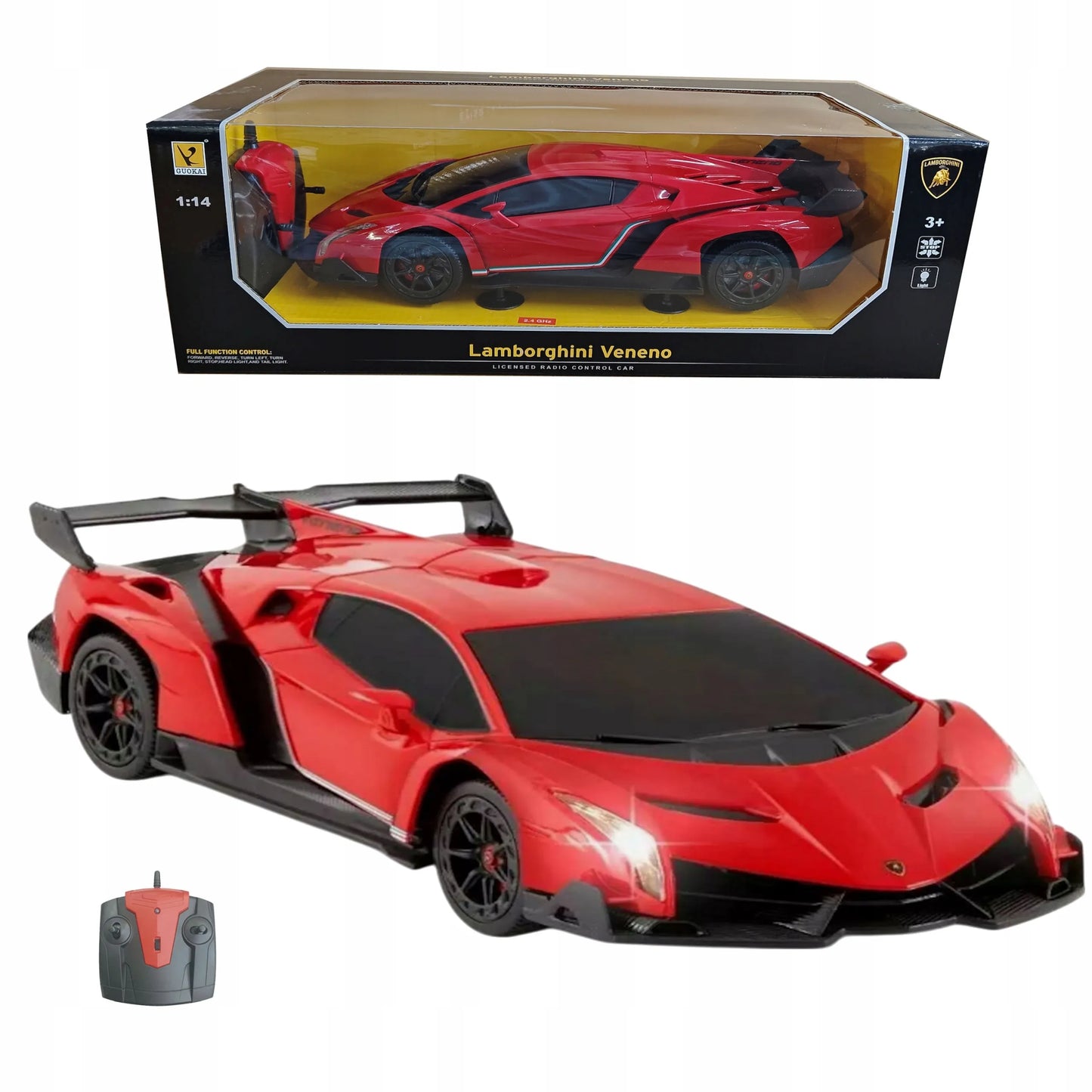 Nuotoliniu būdu valdomas automobilis RC Lamborghini 1:14 raudonas Coil