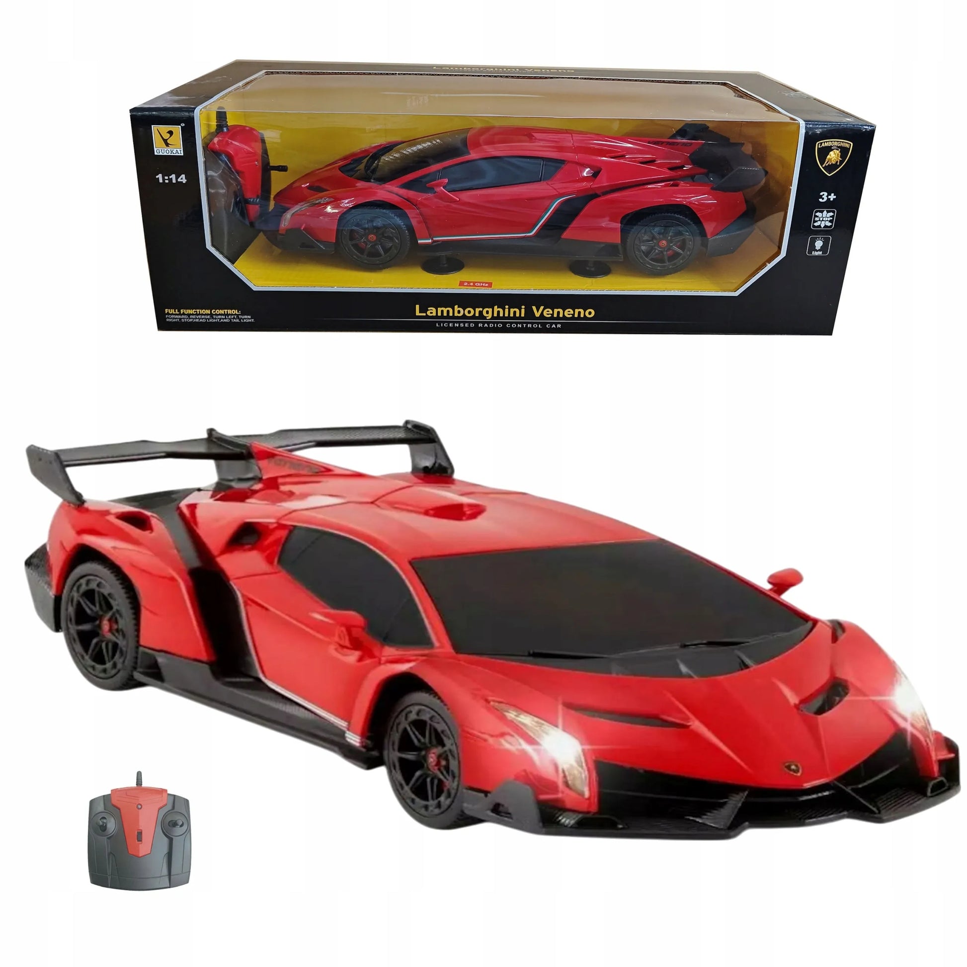 Nuotoliniu būdu valdomas automobilis RC Lamborghini 1:14 raudonas Coil