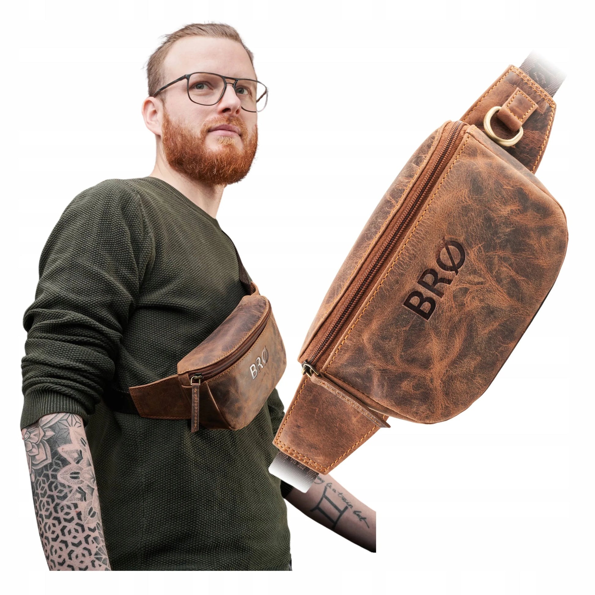 Odinė juosmens rankinė Brødrene Vintage ruda