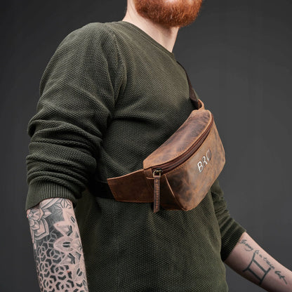 Odinė juosmens rankinė Brødrene Vintage ruda
