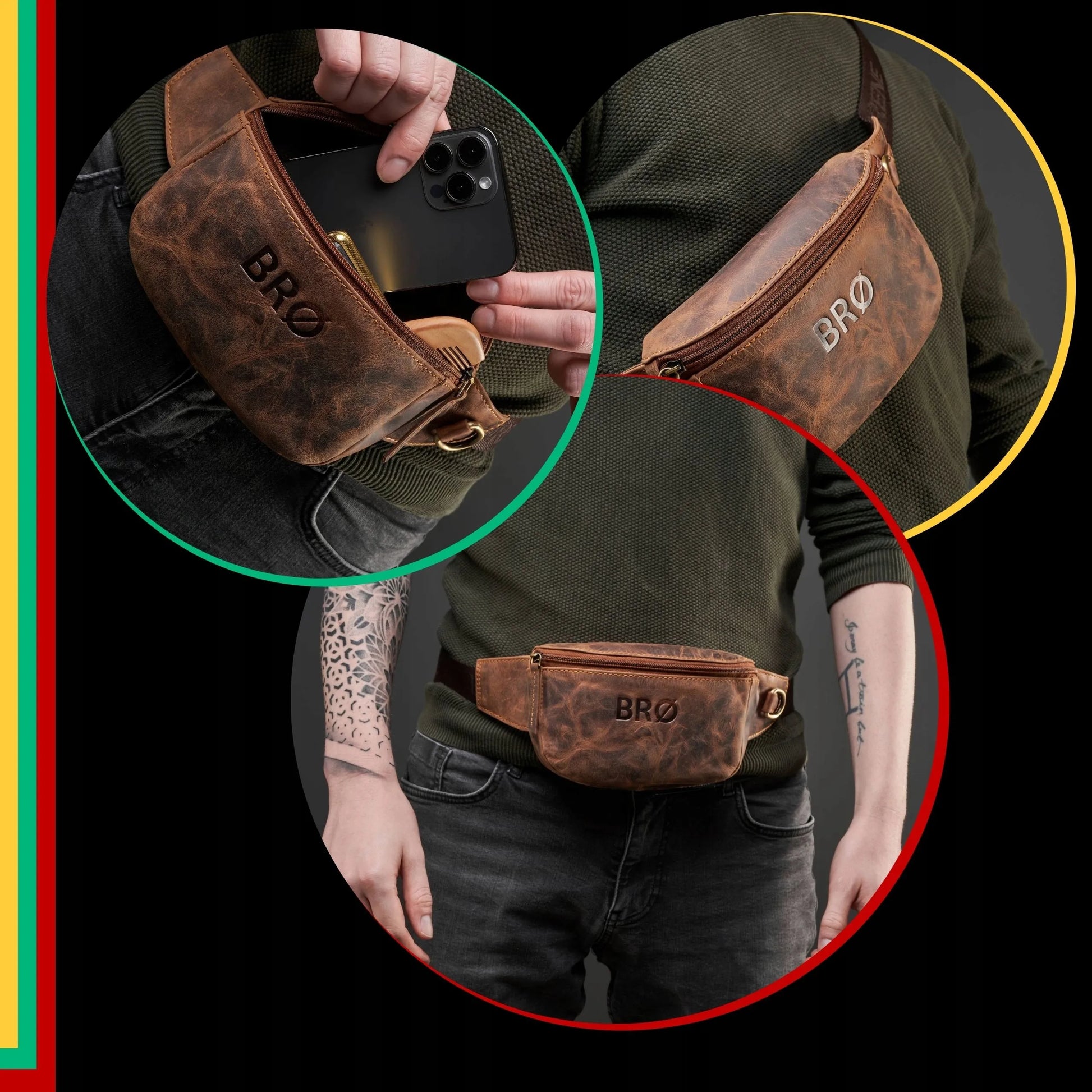 Odinė juosmens rankinė Brødrene Vintage ruda