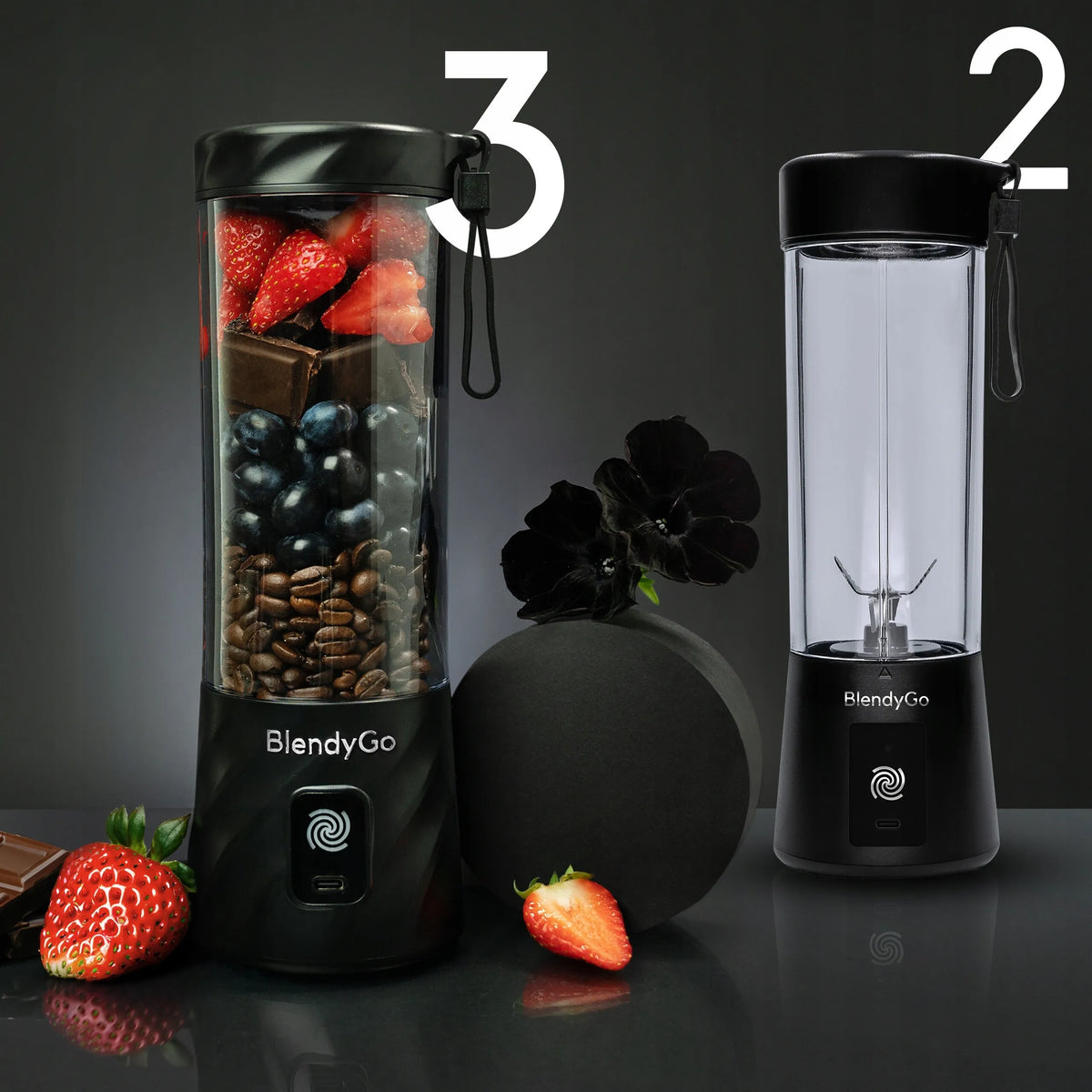Originalus „BlendyGO 3“ belaidis nešiojamasis trintuvas, USB, 550 ml, žalias
