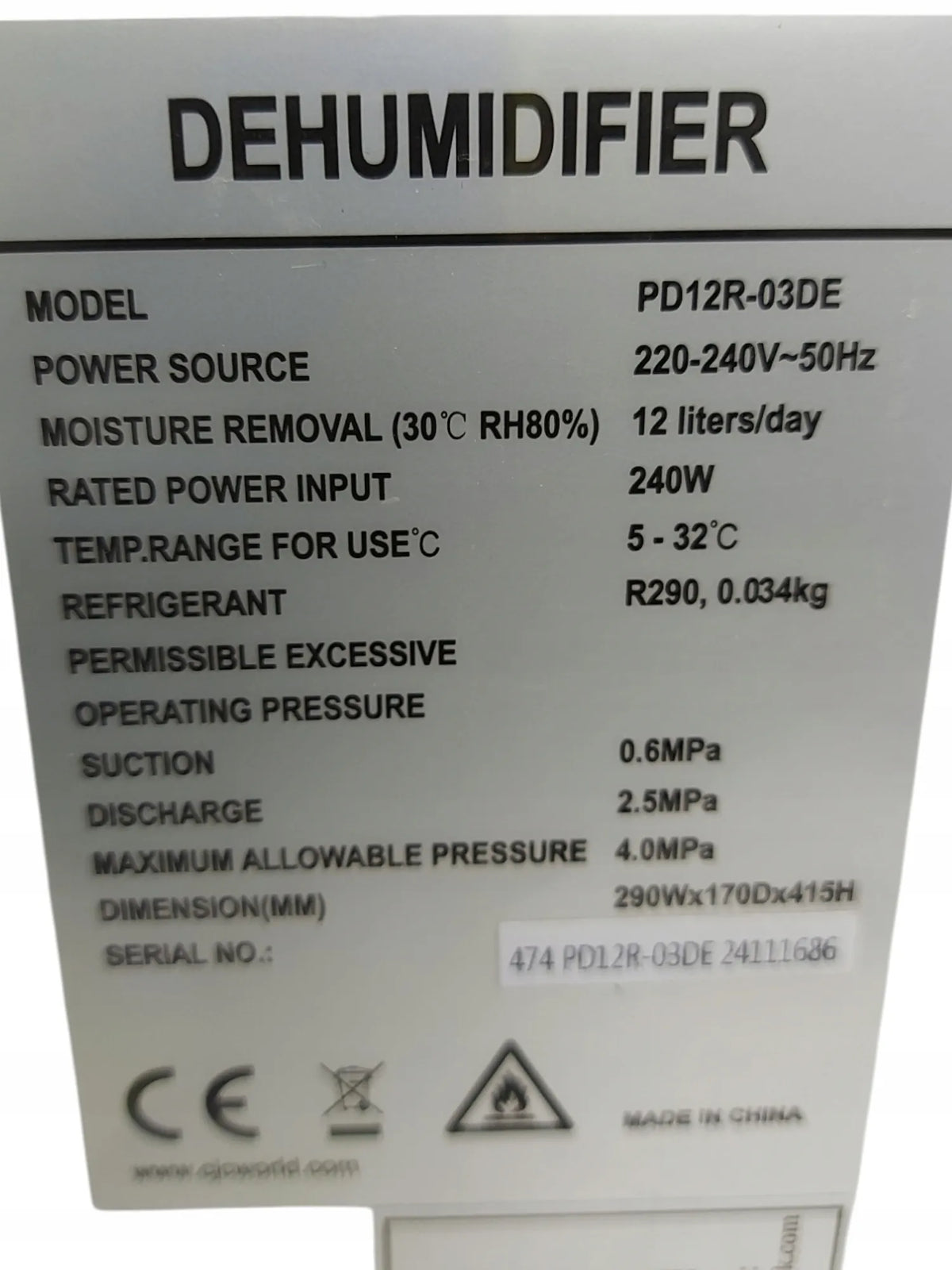 Oro sausintuvas OKYUK PD12R03DE, 12 l/24 val.