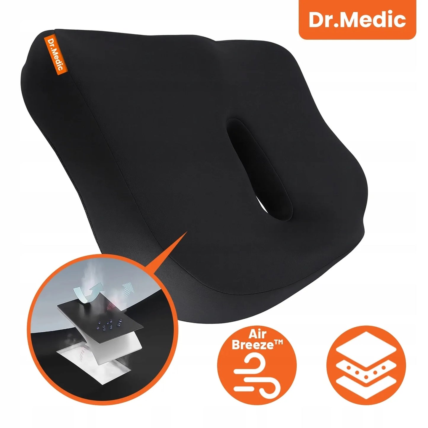 Ortopedinė sėdėjimo pagalvė Dr.Medic su Memory putomis darbui biure ir automobiliui