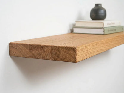Pakabinama ąžuolinė sieninė lentyna, 200 × 15 × 4 cm, lofto stiliaus, su paslėptu tvirtinimu