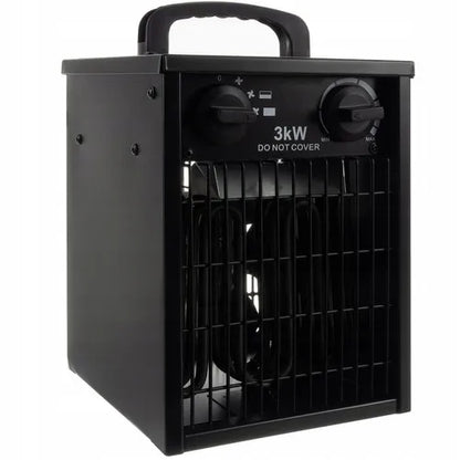 PAKO elektrinis šildytuvas ventiliatorius su termostatu, galingas 3kW 3000W