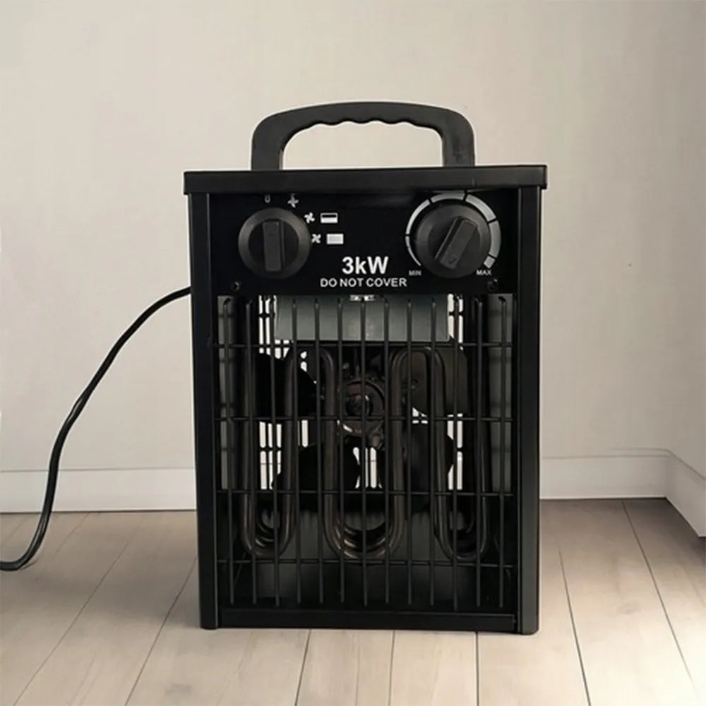 PAKO elektrinis šildytuvas ventiliatorius su termostatu, galingas 3kW 3000W