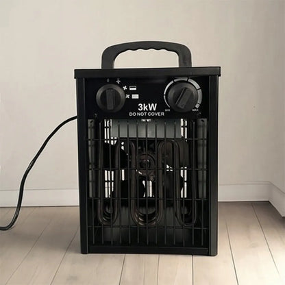 PAKO elektrinis šildytuvas ventiliatorius su termostatu, galingas 3kW 3000W