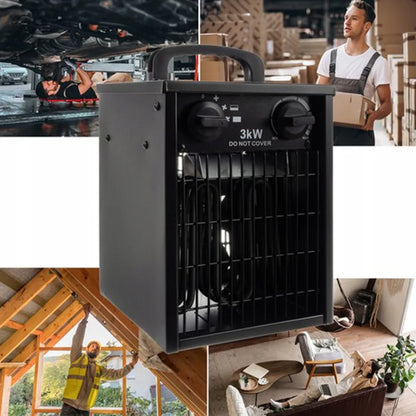 PAKO elektrinis šildytuvas ventiliatorius su termostatu, galingas 3kW 3000W