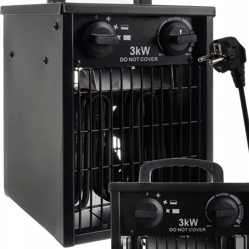 PAKO elektrinis šildytuvas ventiliatorius su termostatu, galingas 3kW 3000W