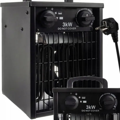 PAKO elektrinis šildytuvas ventiliatorius su termostatu, galingas 3kW 3000W