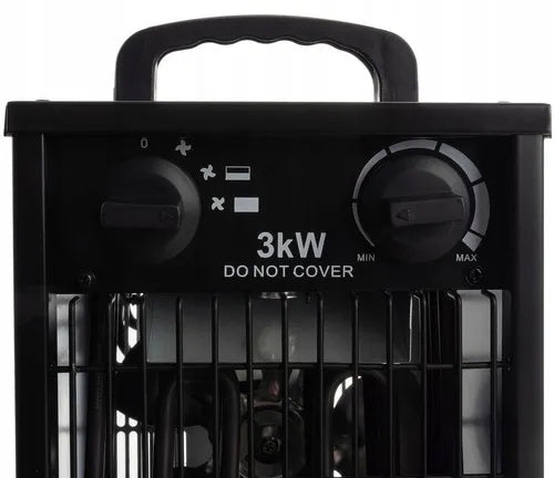 PAKO elektrinis šildytuvas ventiliatorius su termostatu, galingas 3kW 3000W