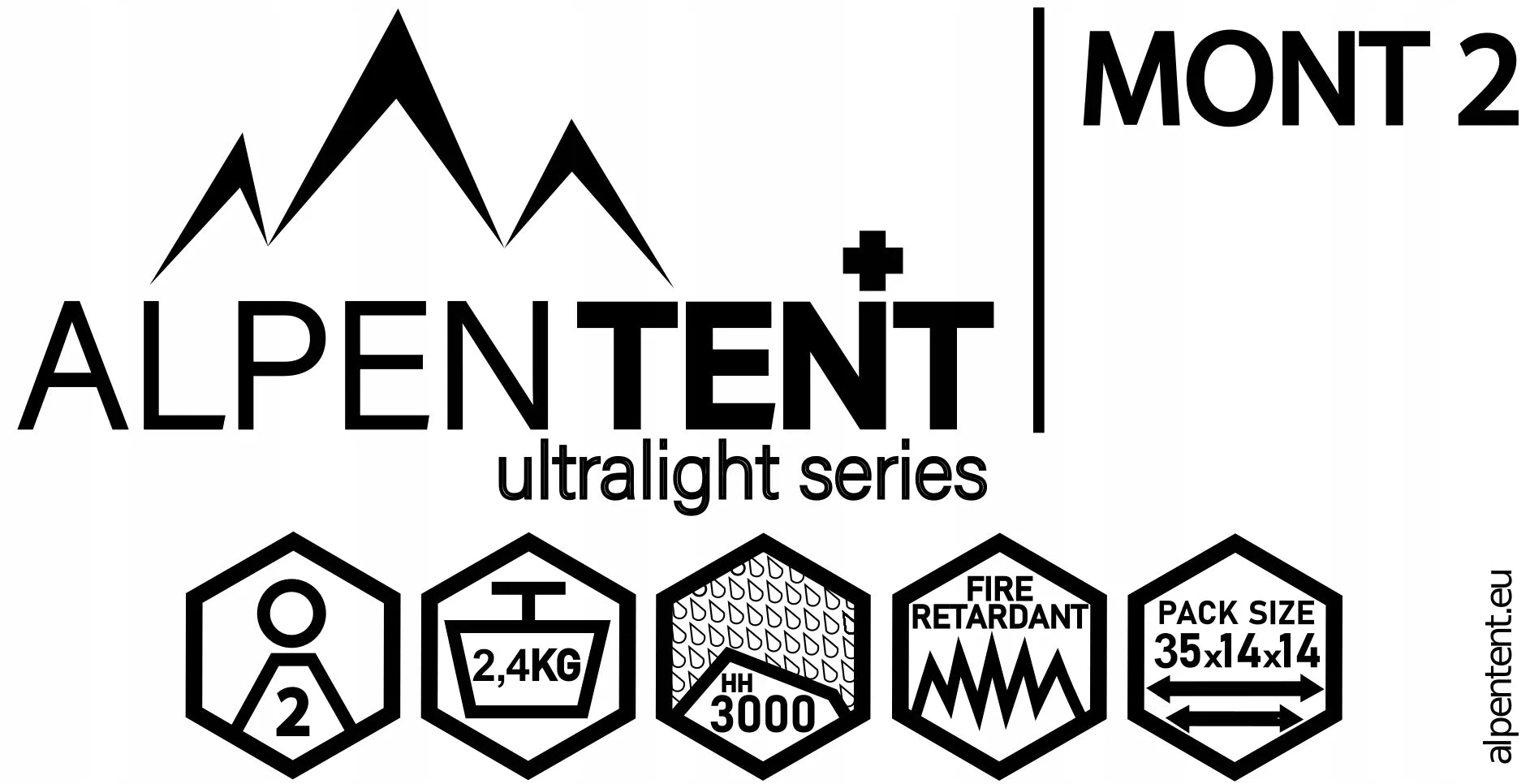 Palapinė AlpenTent MONT 2 Ultralight 2 asmenų TIK 2,4 kg