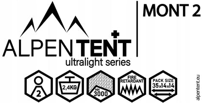 Palapinė AlpenTent MONT 2 Ultralight 2 asmenų TIK 2,4 kg