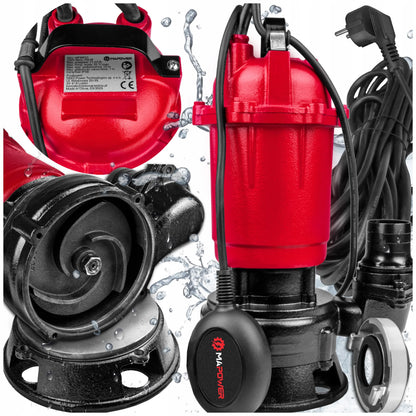 Panardinamasis siurblys nešvariam ir švariam vandeniui MAPOWER 750W su smulkintuvu ir plūde