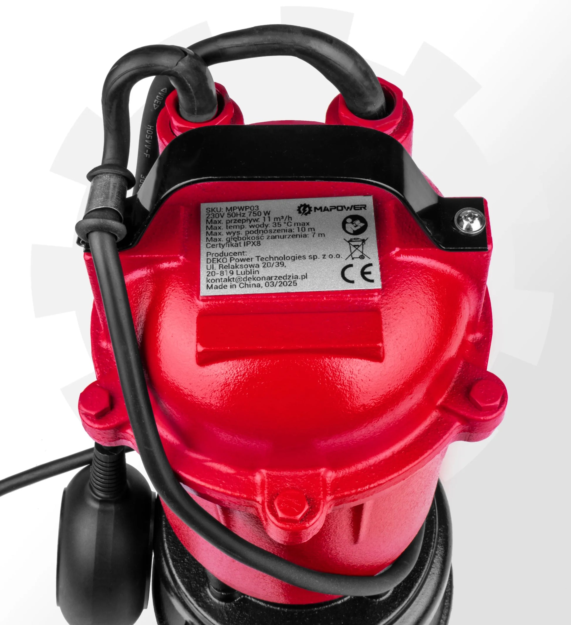 Panardinamasis siurblys nešvariam ir švariam vandeniui MAPOWER 750W su smulkintuvu ir plūde