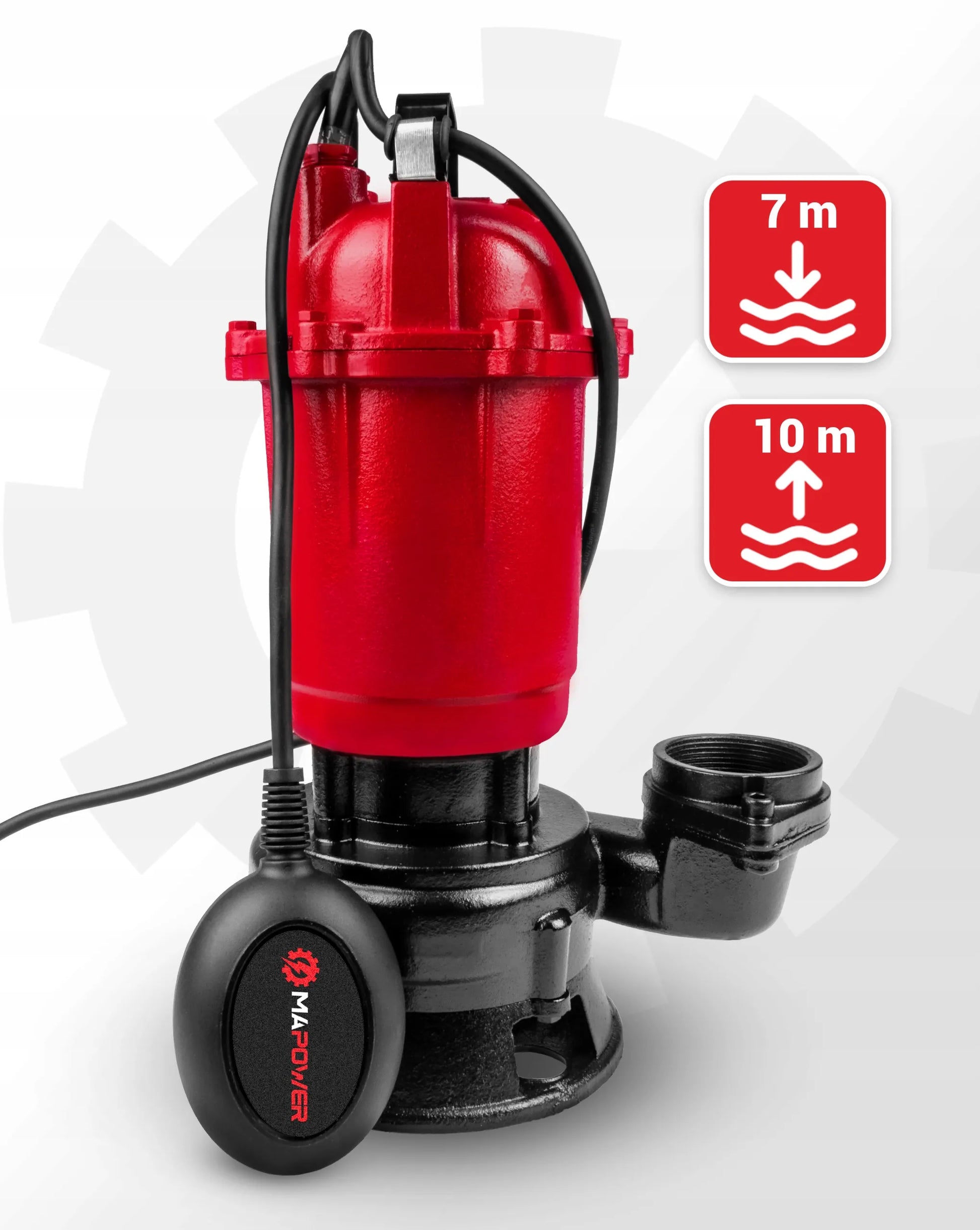 Panardinamasis siurblys nešvariam ir švariam vandeniui MAPOWER 750W su smulkintuvu ir plūde