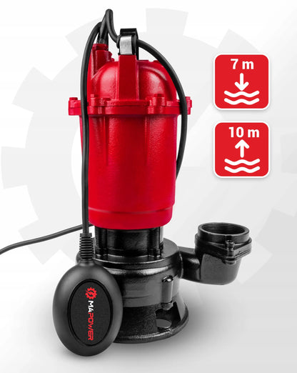 Panardinamasis siurblys nešvariam ir švariam vandeniui MAPOWER 750W su smulkintuvu ir plūde