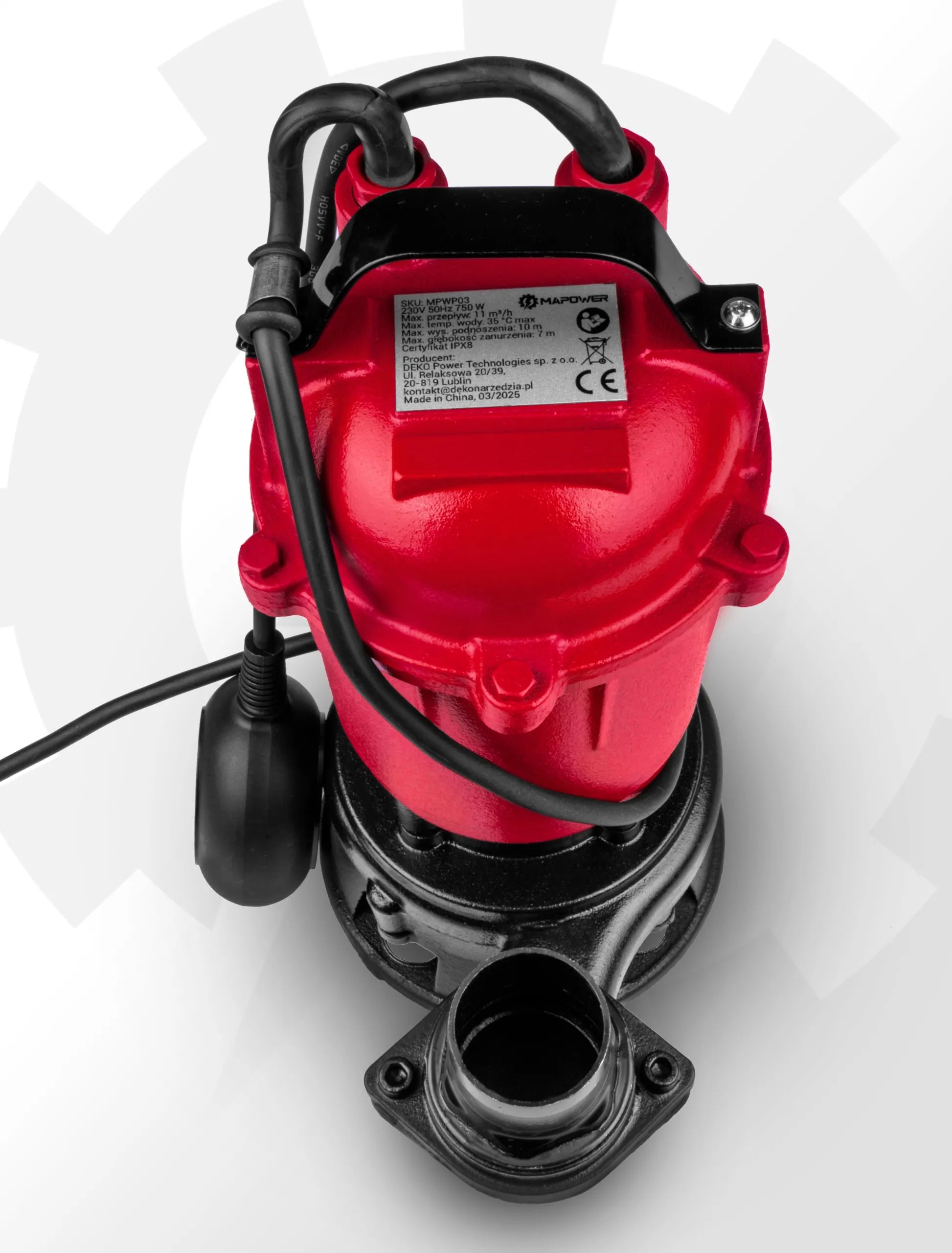 Panardinamasis siurblys nešvariam ir švariam vandeniui MAPOWER 750W su smulkintuvu ir plūde