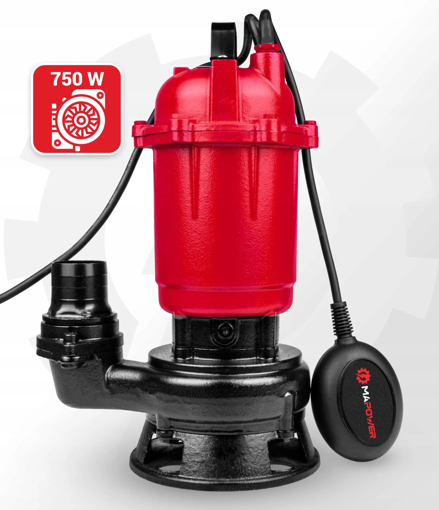 Panardinamasis siurblys nešvariam ir švariam vandeniui MAPOWER 750W su smulkintuvu ir plūde