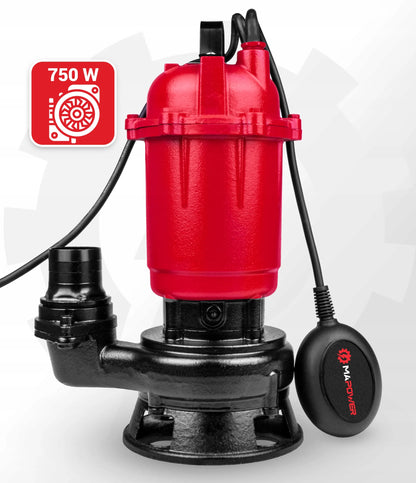Panardinamasis siurblys nešvariam ir švariam vandeniui MAPOWER 750W su smulkintuvu ir plūde