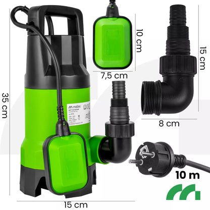 Panardinamasis siurblys nešvariam, švariam vandeniui, lietaus vandeniui, šuliniams, su plūde, 13 000 l/h