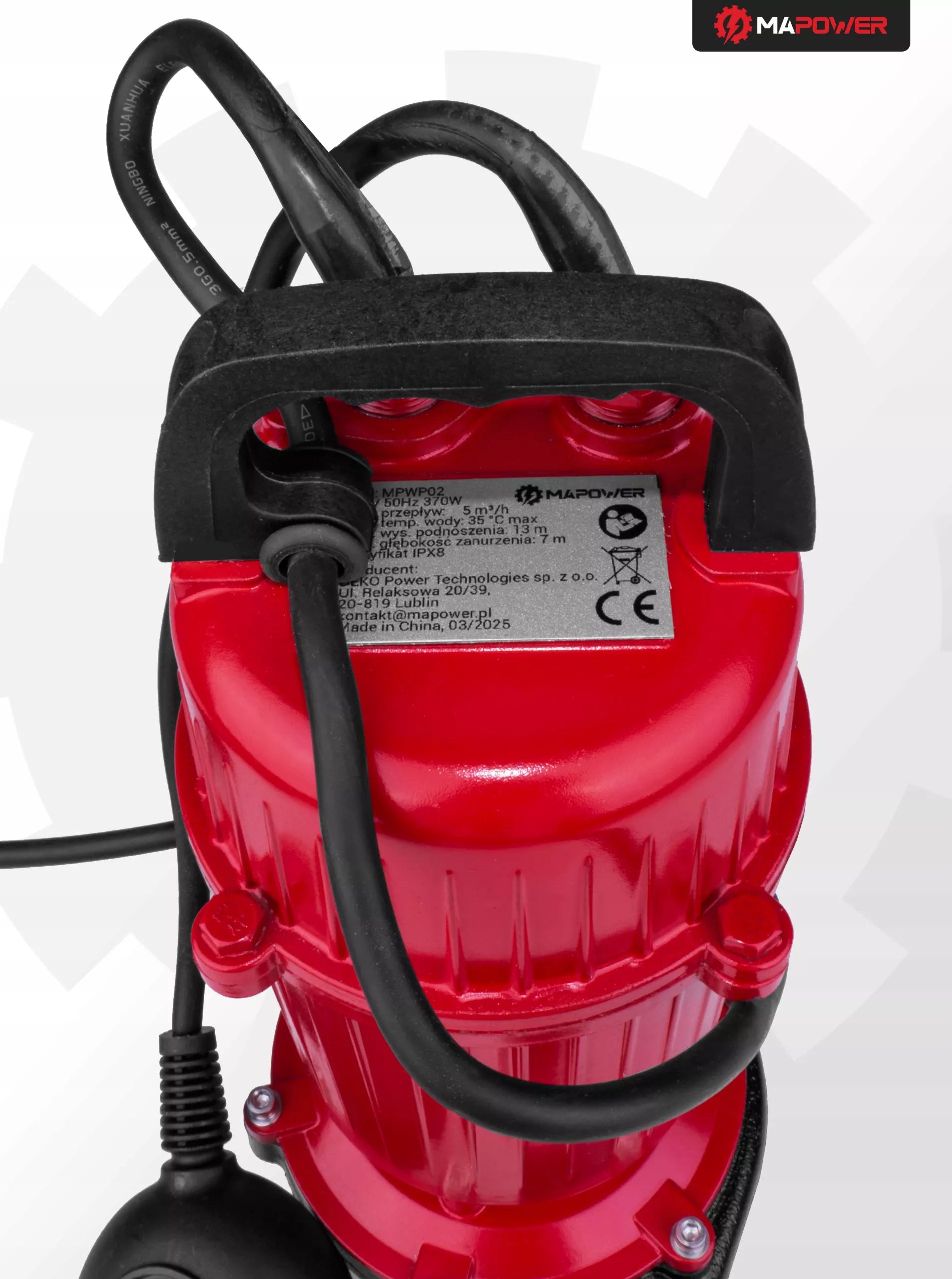 Panardinamasis vandens siurblys MAPOWER 370W švariam ir purvinam vandeniui su plūde