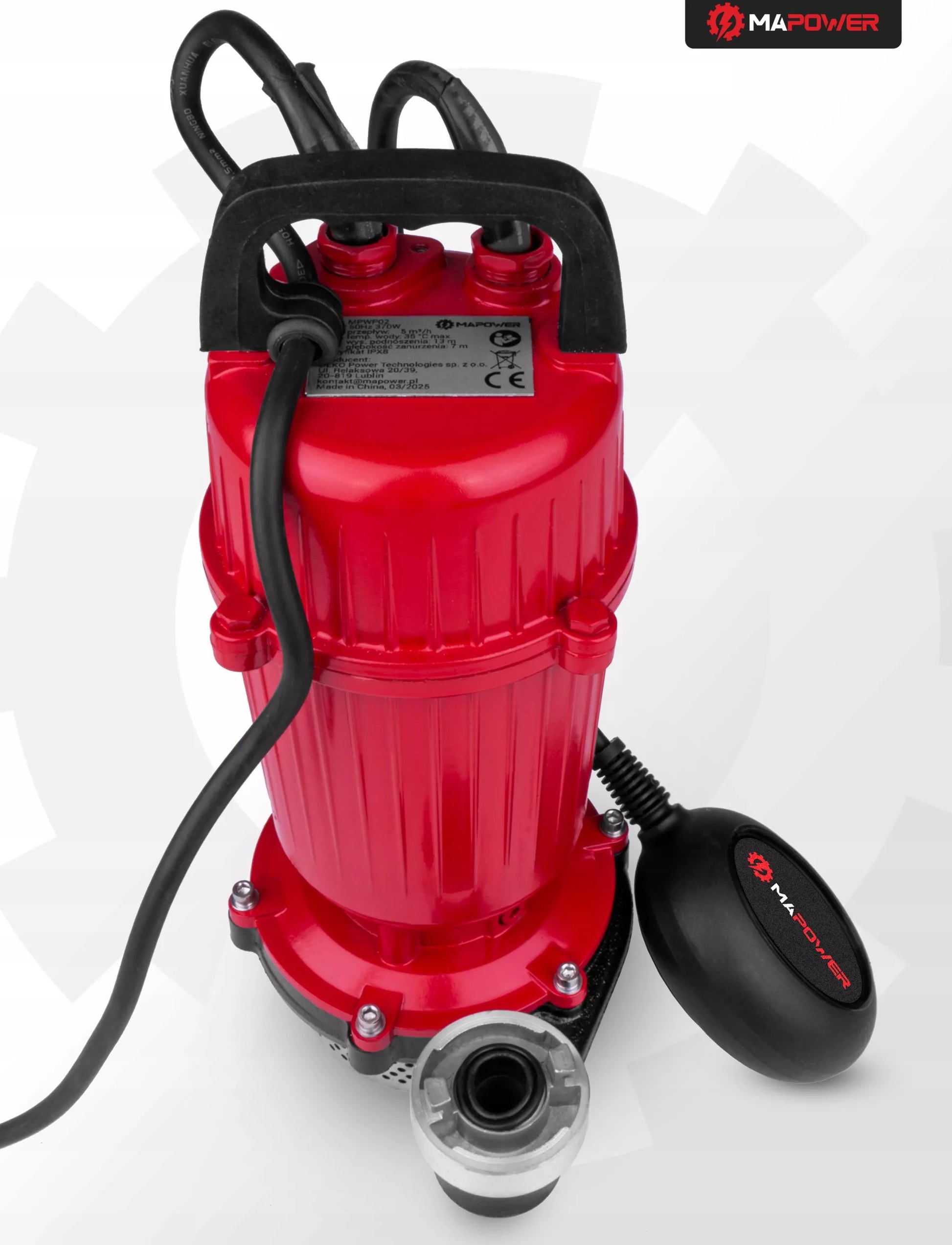 Panardinamasis vandens siurblys MAPOWER 370W švariam ir purvinam vandeniui su plūde