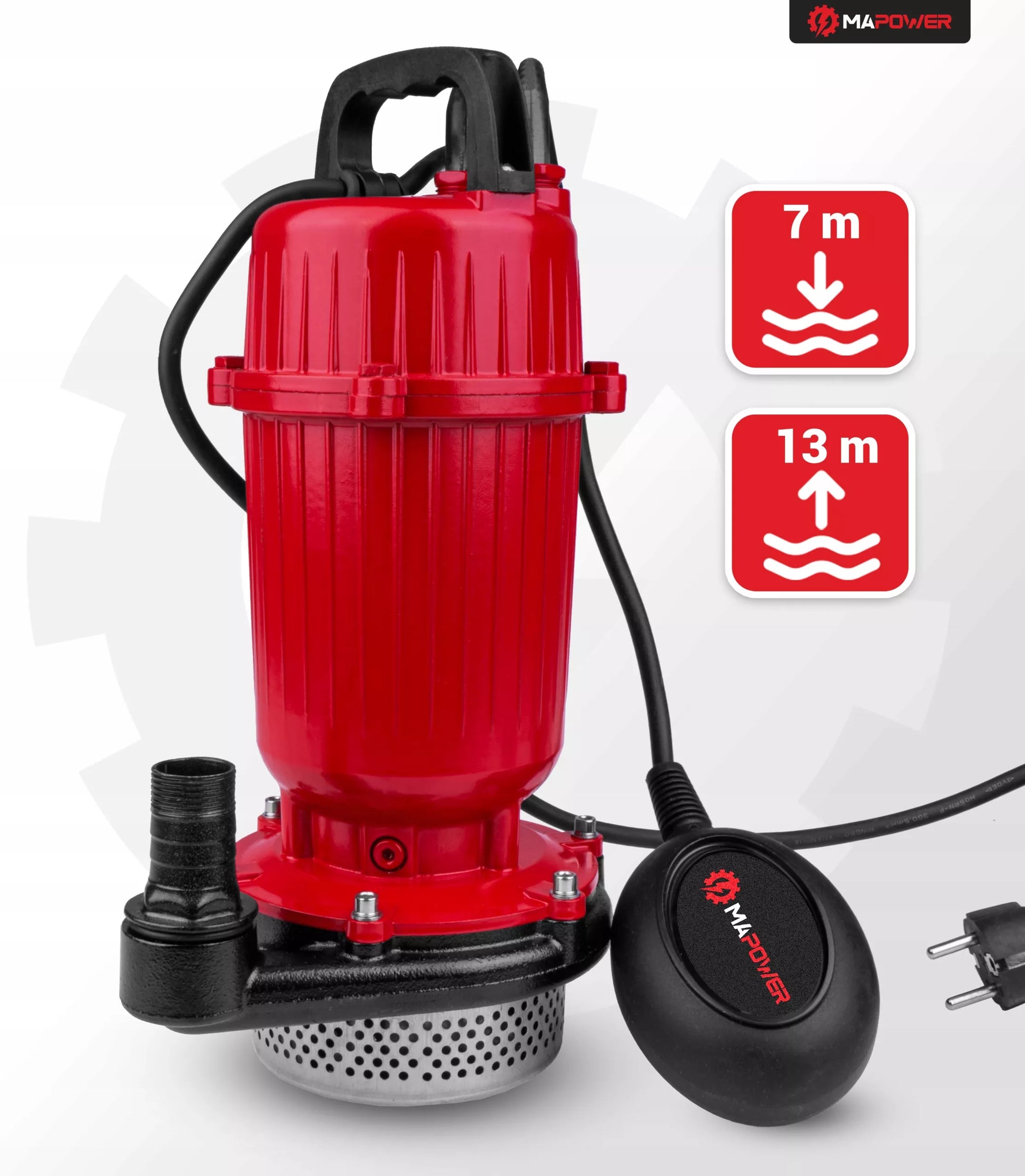 Panardinamasis vandens siurblys MAPOWER 370W švariam ir purvinam vandeniui su plūde