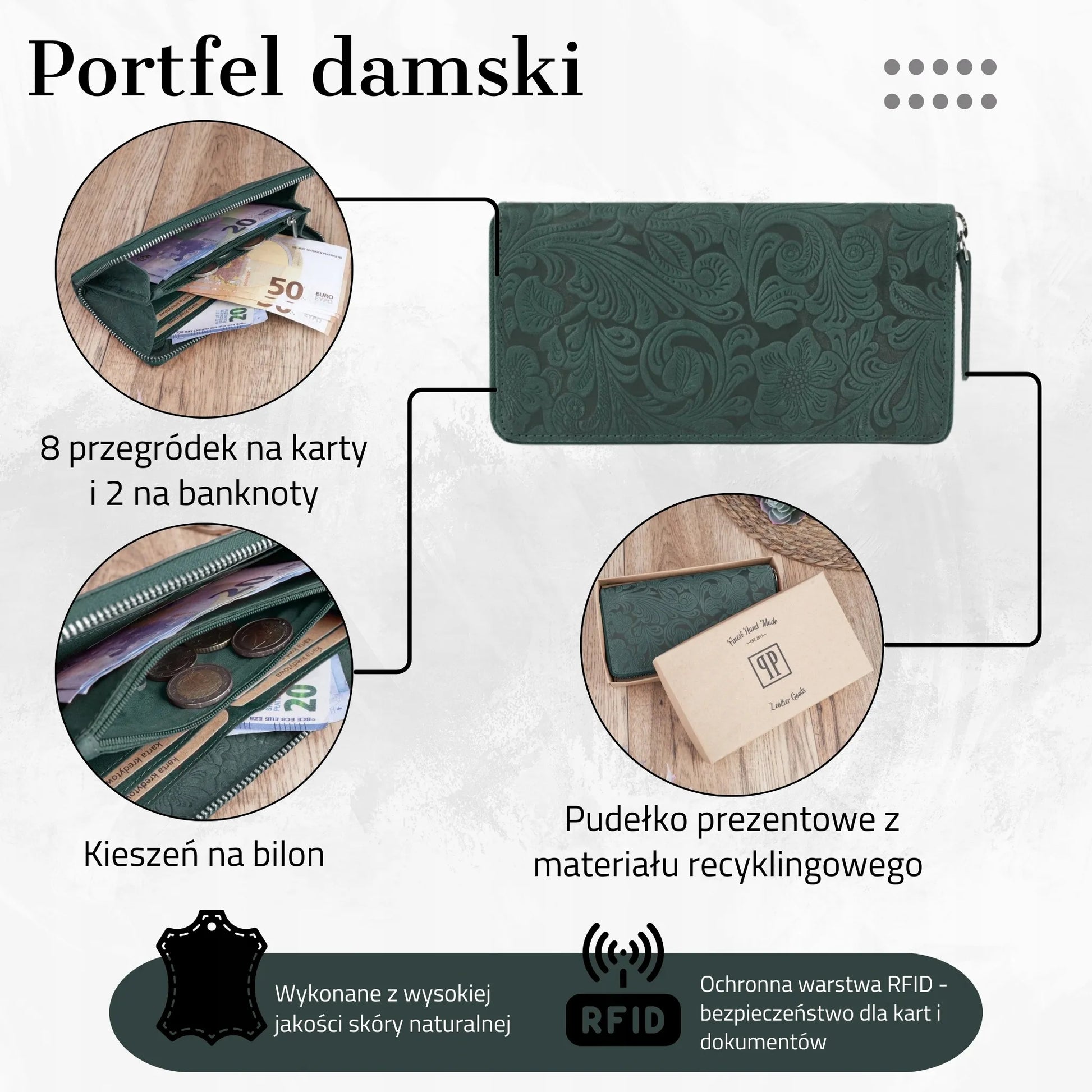 Paolo Peruzzi odinis moteriškas piniginės tipo krepšelis su metaliniu užtrauktuku, vintažinio stiliaus
